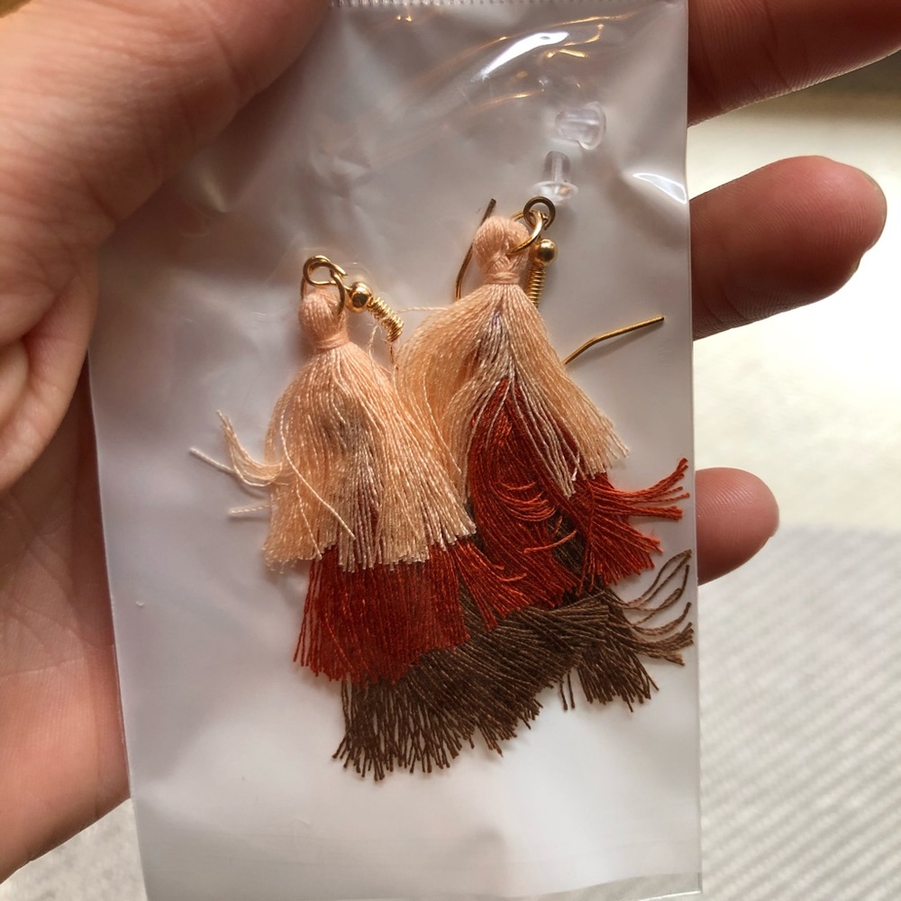 Tri colored boho tassel earrings
